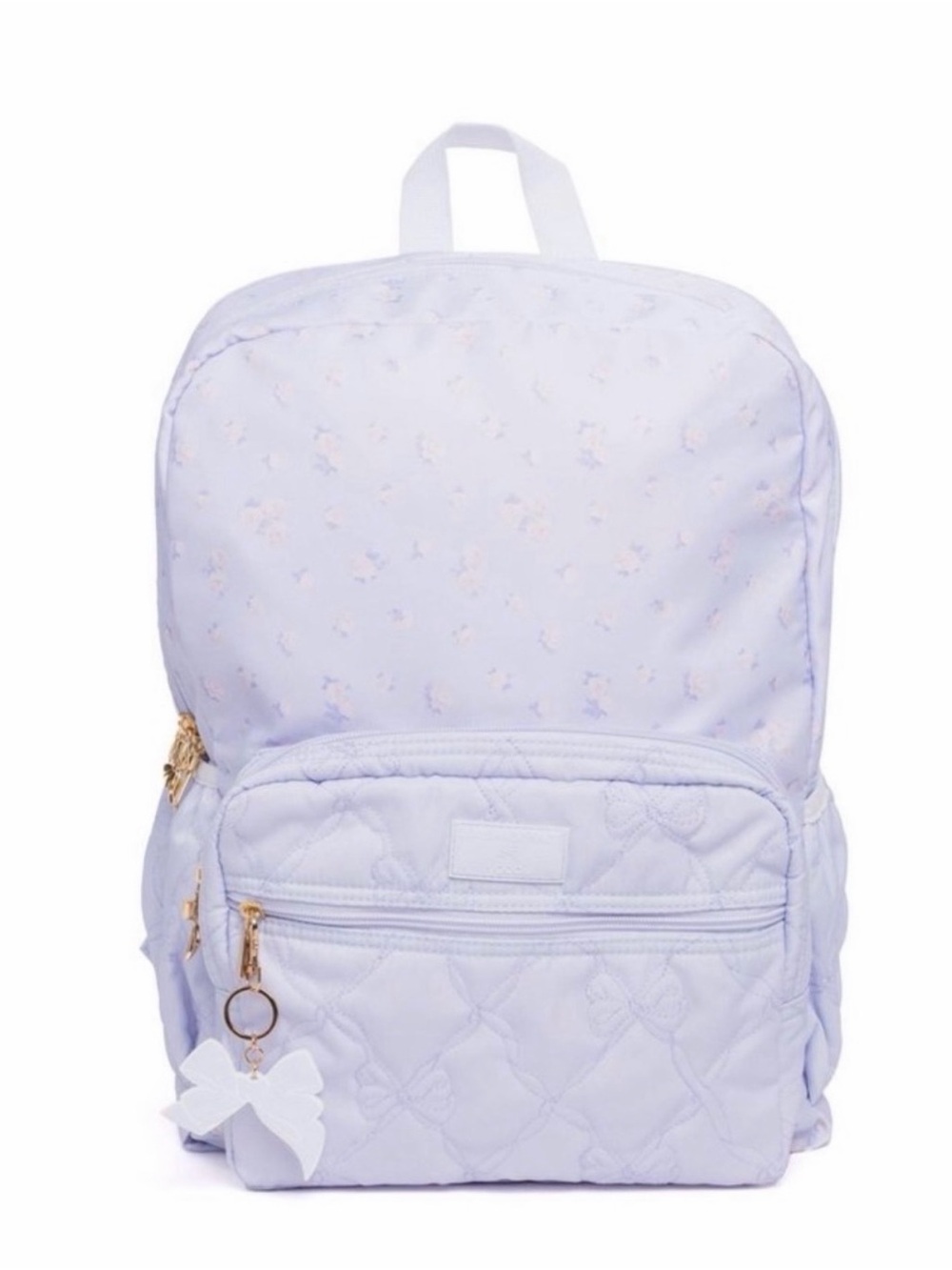 LoveShackFancy Lavender Quilted Kids Backpack with Bow Charm